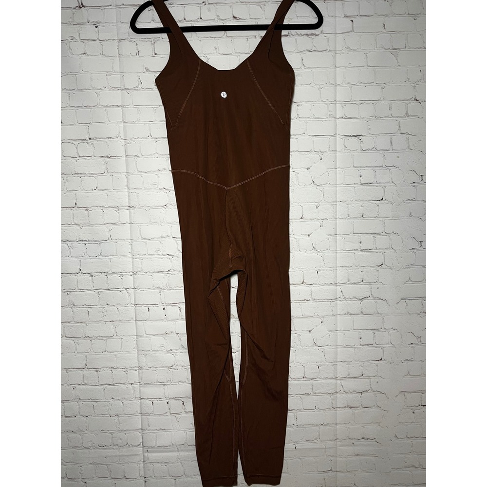 Lululemon Align Bodysuit Brown Java Ribbed V Neck… - image 5